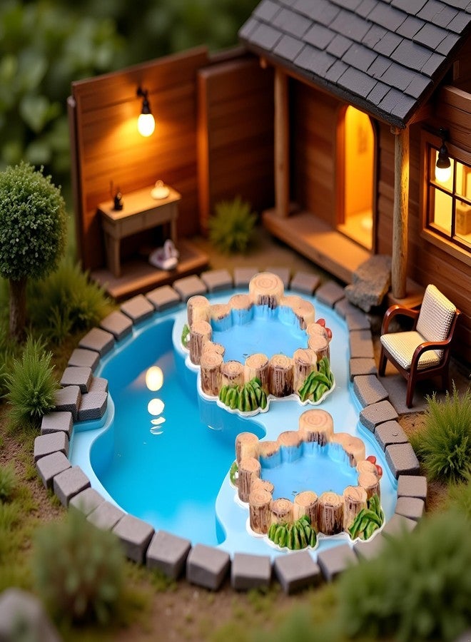 WaigN 2Pcs Blue Miniature Mini Water Pool Made Resin DIY Miniature Mini Water Pool Fairy Garden Lawn Ornament for Mountain Dollhouse Decor Craft Garden Sculptures and Statues (Size: 4.1 * 1.0cm) - Image 3